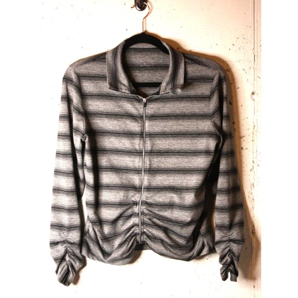 Calvin Klein Performance ZipUp Jacket Gray & Black Strip Long Sleeve Sz L